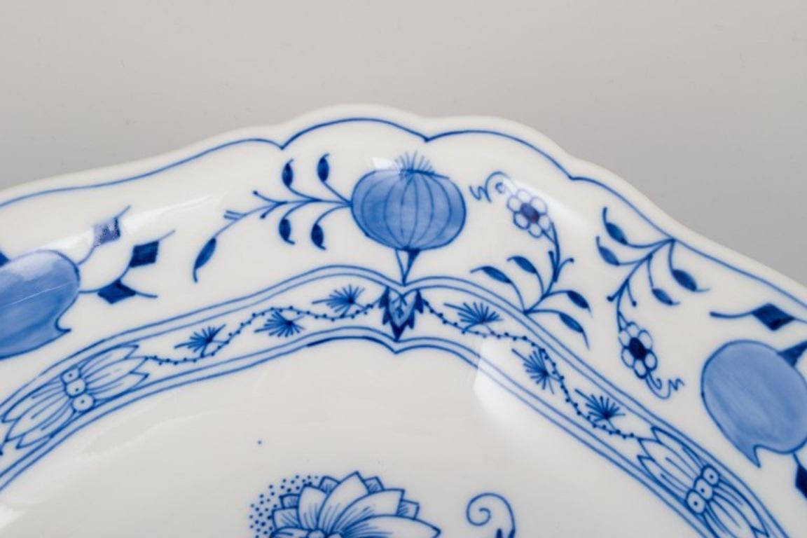 Porcelain Meissen, Germany. Blue Onion pattern square bowl. Hand-painted porcelain. 