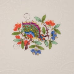 Meissen, Germany. Bowl hand-painted with butterfly and flowers. 1930s