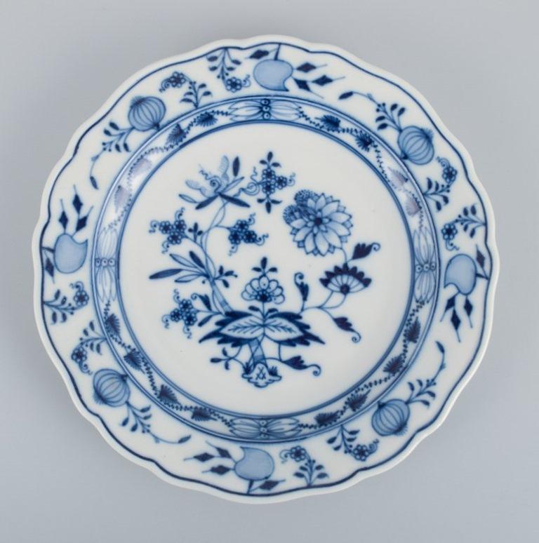 Hand-Painted Meissen, Germany, Five Blue Onion Pattern Lunch Plates