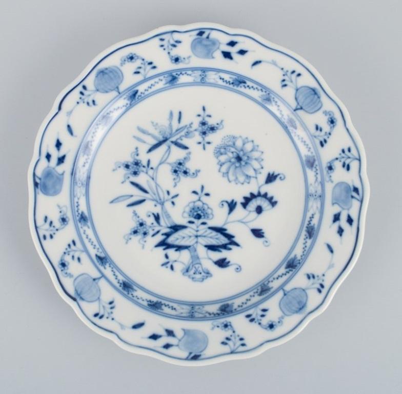 20th Century Meissen, Germany, Five Blue Onion Pattern Lunch Plates