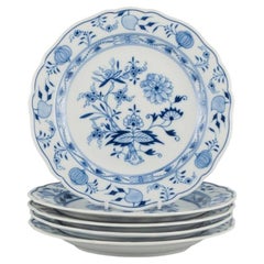 Meissen, Germany, Five Blue Onion Pattern Lunch Plates