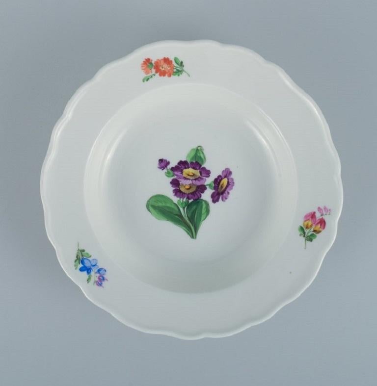 Meissen, Germany, Five Deep Plates of Porcelain Decorated with Flowers In Excellent Condition For Sale In Copenhagen, DK