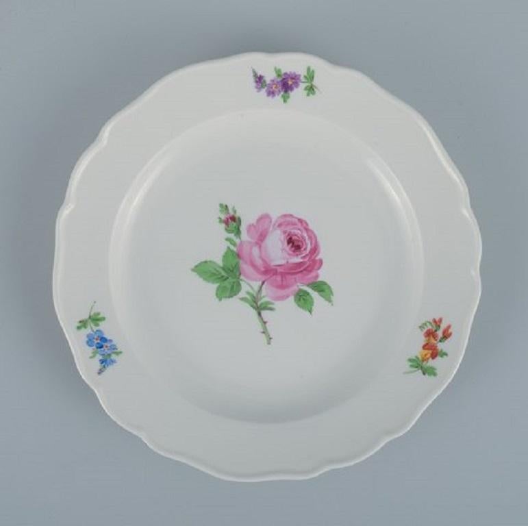 20th Century Meissen, Germany, Five Plates of Porcelain Decorated with Flowers For Sale
