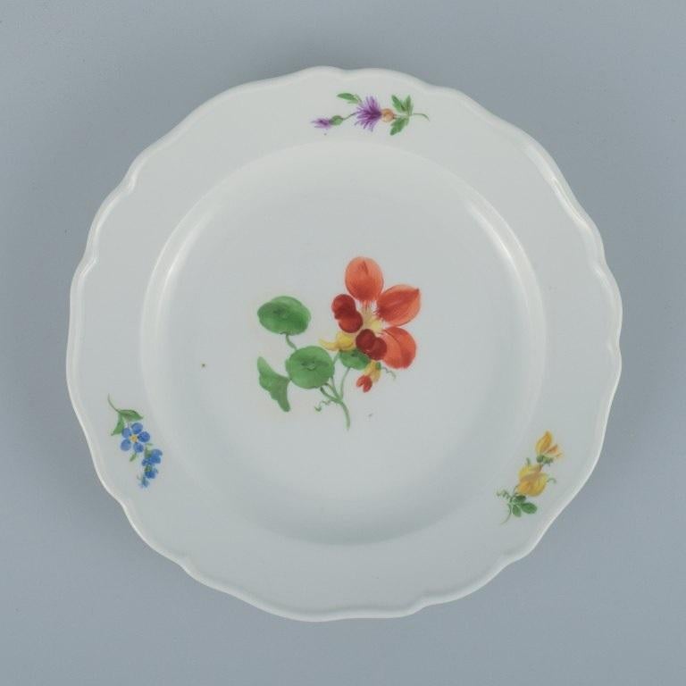 Meissen, Germany, Five Plates of Porcelain Decorated with Flowers For Sale 1