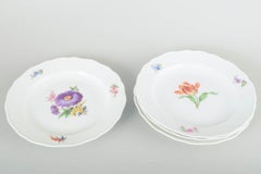 Meissen, Germany. Four porcelain plates with floral decoration. Ca 1930s