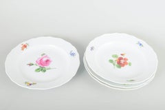 Meissen, Germany. Four porcelain plates with floral decoration. Ca 1930s