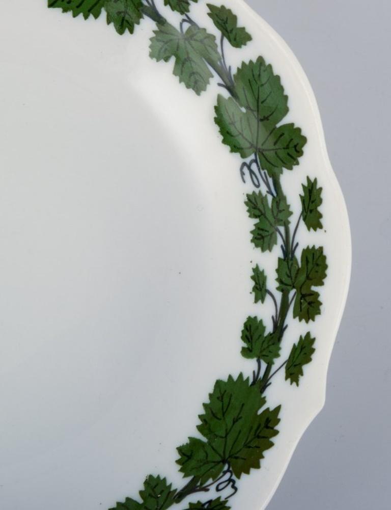 Porcelain Meissen, Germany. Green Ivy Vine, set of five demitasse cups with saucers For Sale