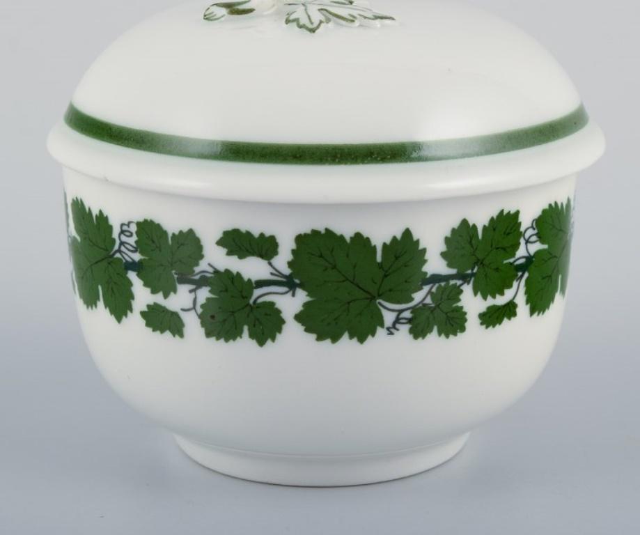 Meissen, Germany, Green Ivy Vine, sugar bowl and creamer.  For Sale 1