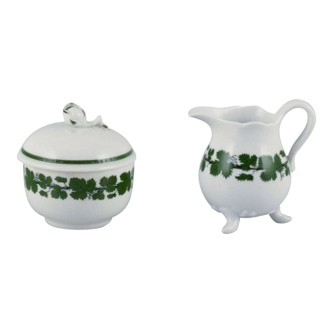 Meissen, Allemagne, vigne de lierre verte, sucrier et crémier.