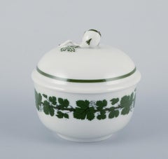 Meissen, Germany, Green Ivy Vine, sugar bowl and creamer in porcelain.