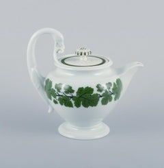Meissen, Germany, Green Ivy Vine, teapot with swan-shaped handle.