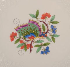 Meissen, Germany. Hand-painted dinner plate with  butterfly and flowers