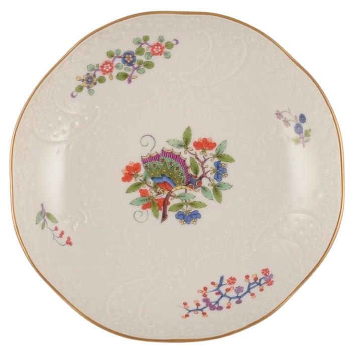 Meissen, Germany. Hand-painted dinner plate with  butterfly and flowers For Sale