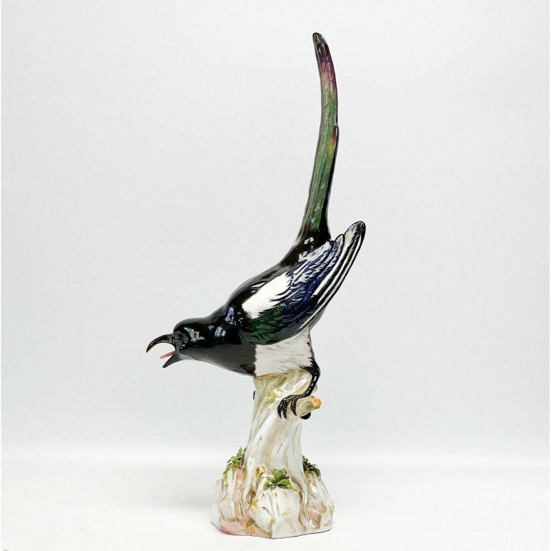 Hand-Painted Meissen Germany Hand Painted Porcelain Figure of a Magpie, circa 1880