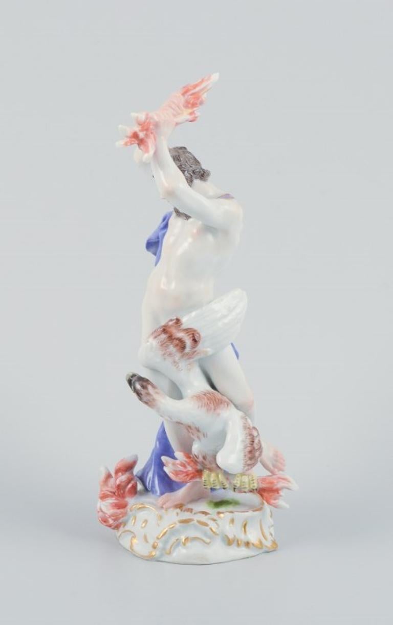 Hand-Painted Meissen, Germany. Hand-painted porcelain figurine of Prometheus. For Sale