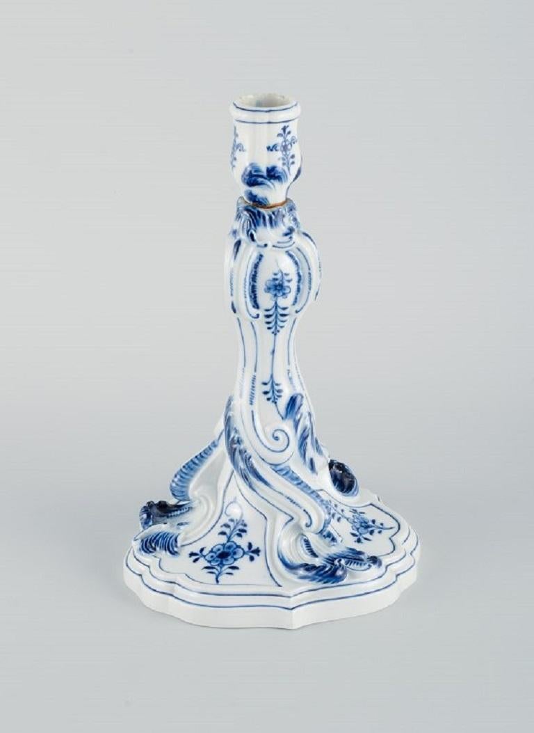 Rococo Revival Meissen, Germany, Large Antique Blue Onion Pattern Candlestick, 19th C For Sale
