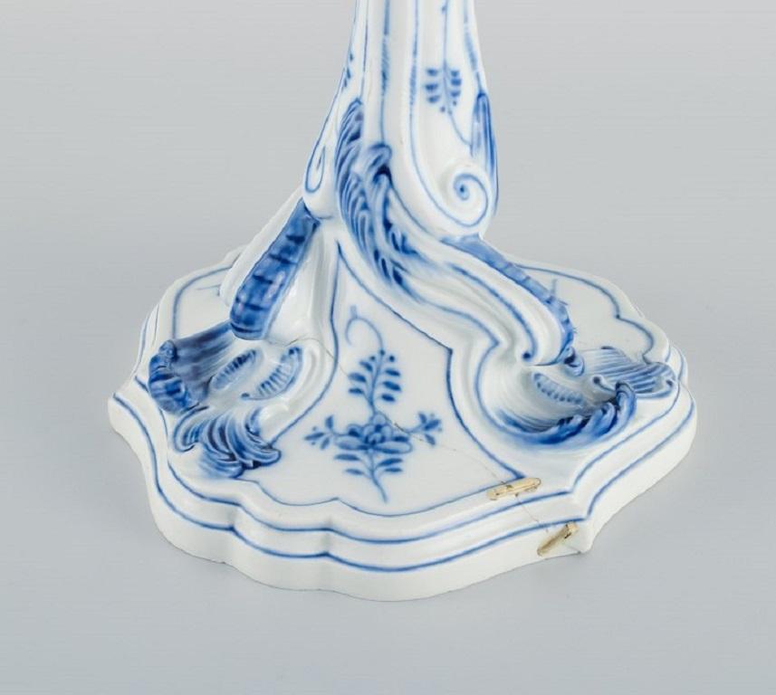 Hand-Painted Meissen, Germany, Large Antique Blue Onion Pattern Candlestick, 19th C