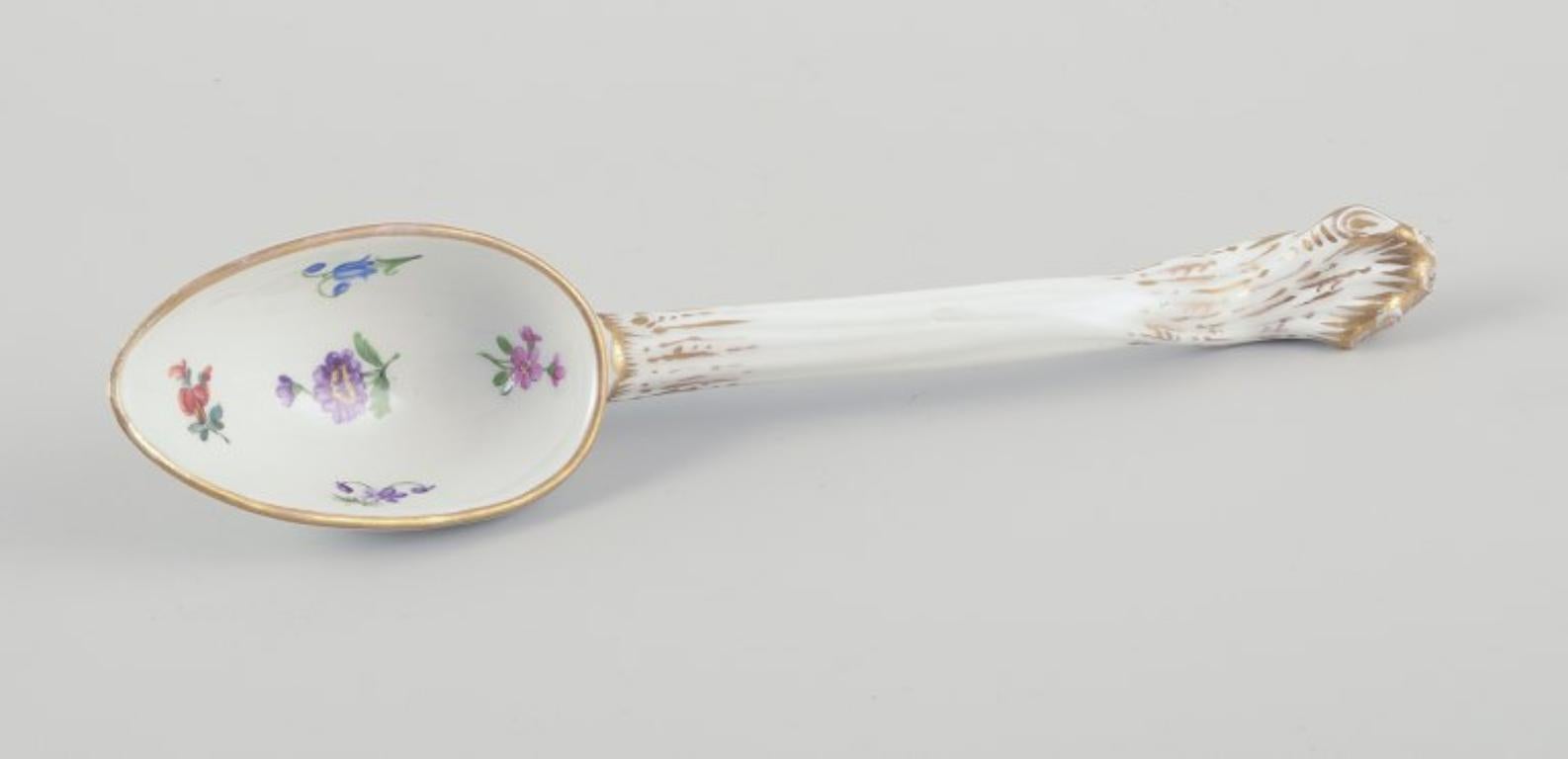 Glazed Meissen, Germany. Large antique porcelain spoon. 19th C. For Sale