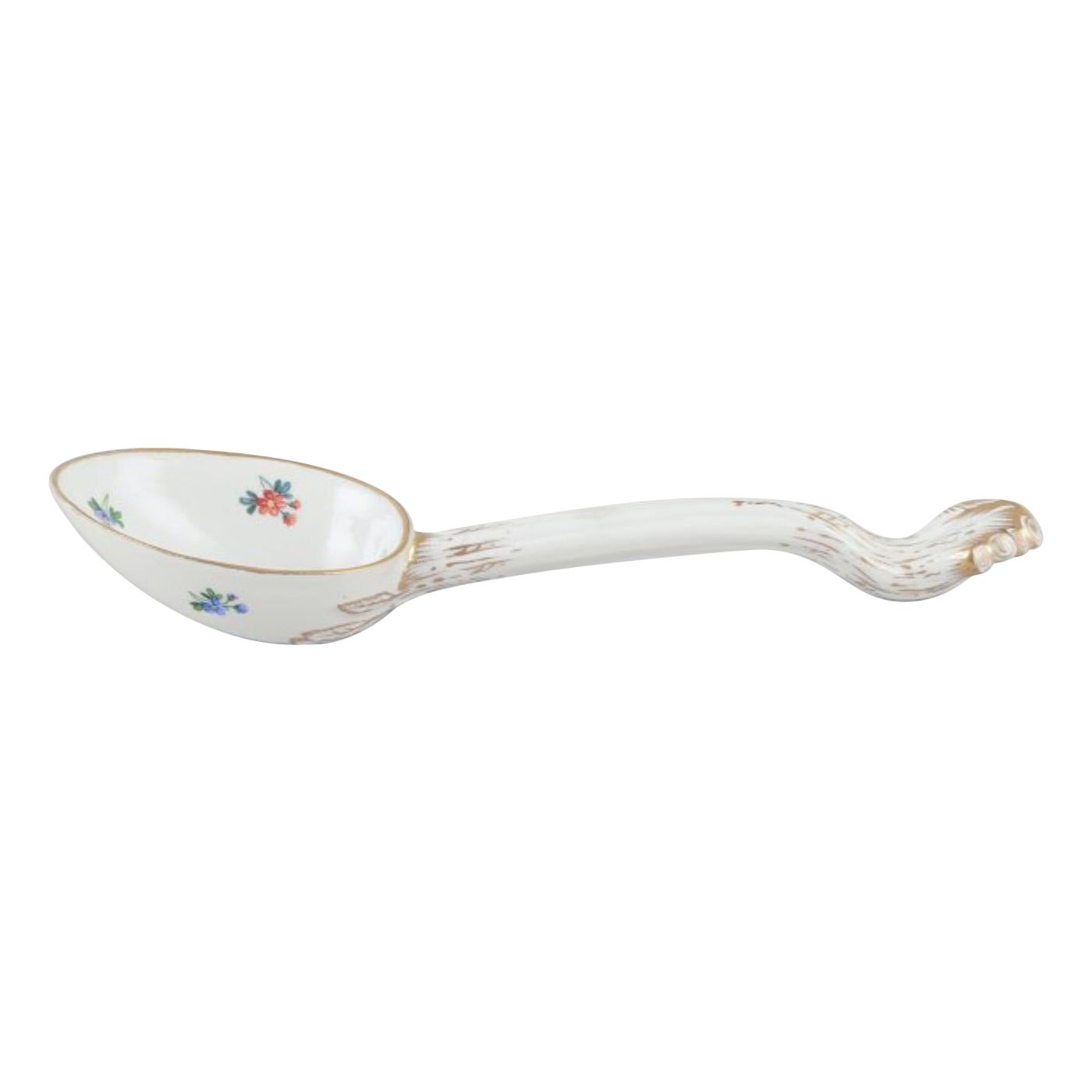 Meissen, Alemania. Gran cuchara antigua de porcelana con motivos florales, S. XIX en venta