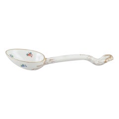Meissen, Germany. Large antique porcelain spoon with floral motifs, 19th C.