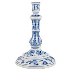 Antique Meissen, Germany. Large Blue Onion porcelain candlestick. Late 19th C.