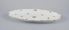 Meissen, Germany, large fish platter. Hand-painted with polychrome flowers