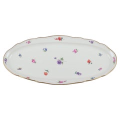 Meissen, Germany, large fish platter. Hand-painted with polychrome flowers