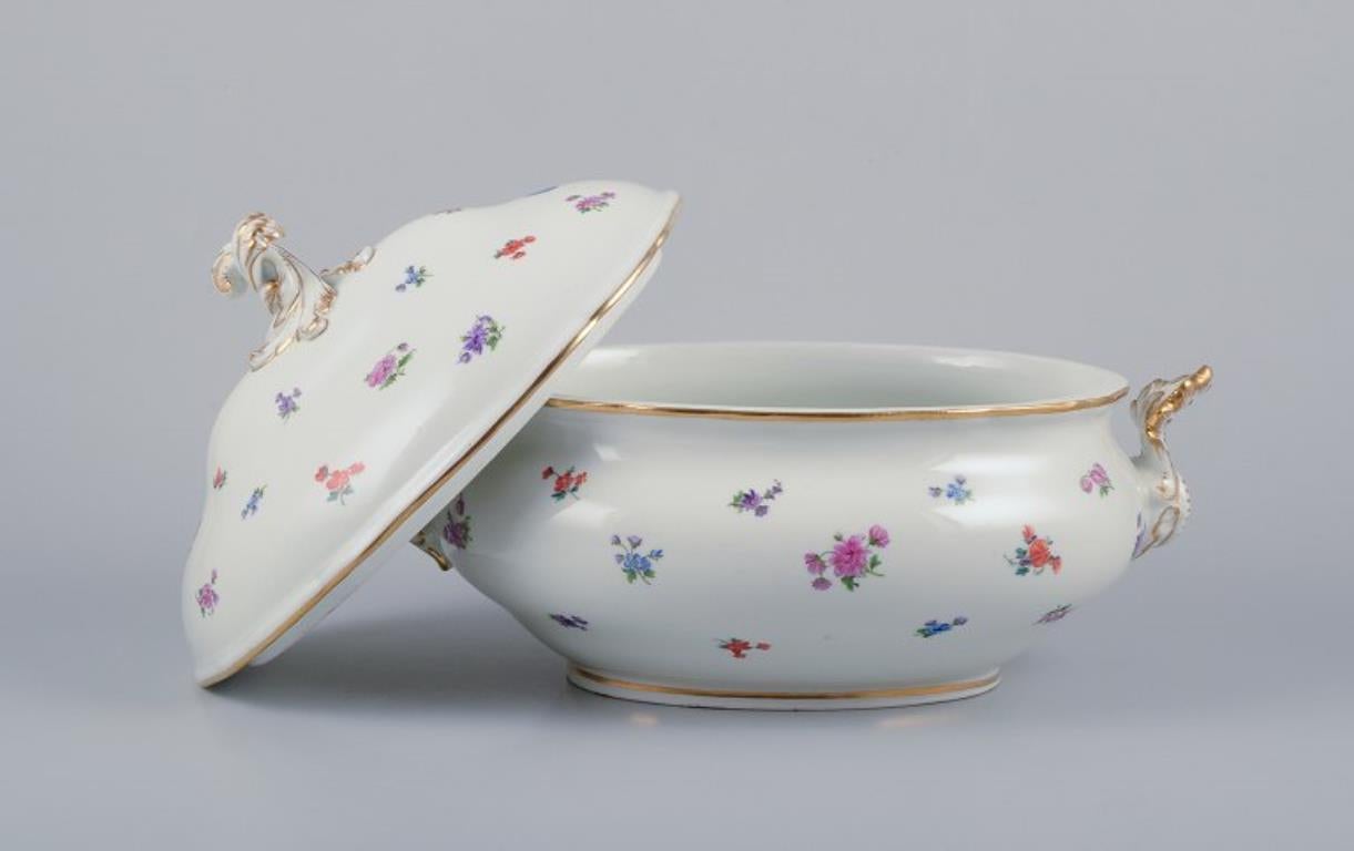 Meissen, Alemania, sopera grande de porcelana con tapa. Ca 1920 Alemán en venta