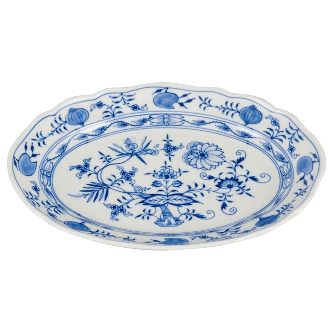 Meissen, Germany. Large oval Blue Onion serving platter.