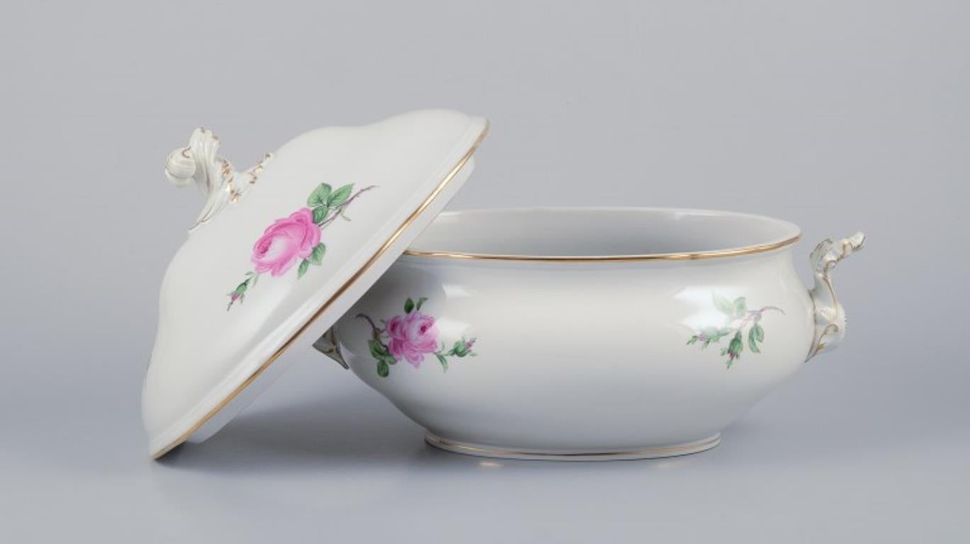Dipinto a mano Meissen, Germania, grande zuppiera con coperchio 