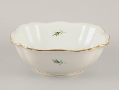 Meissen, Germany. Large porcelain bowl with a motif of a pink rose.