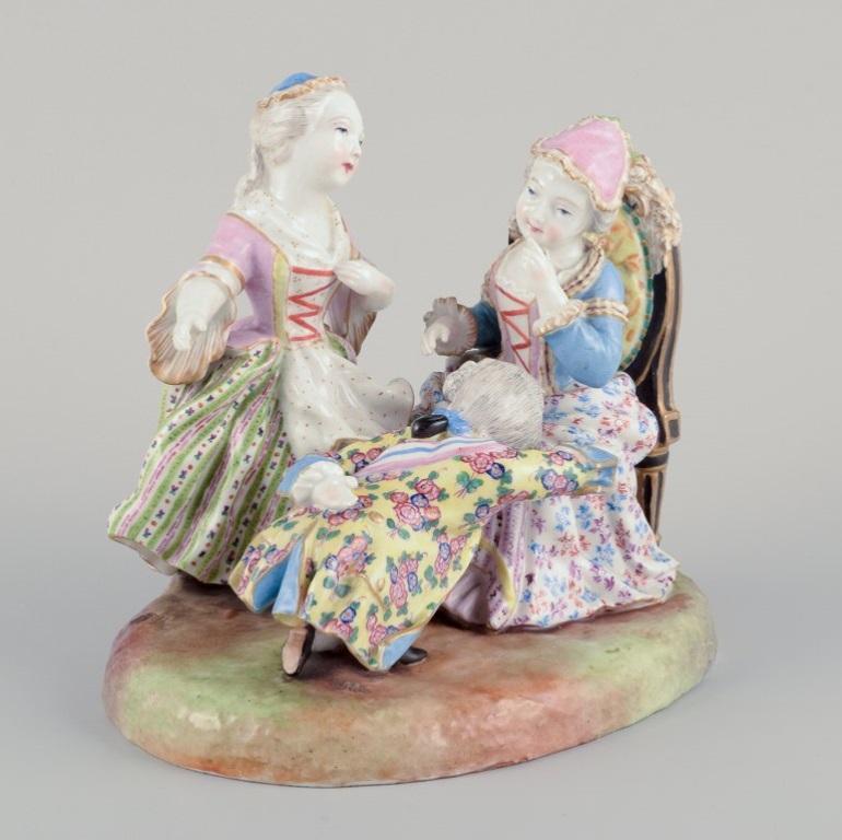 Meissen, Alemania. Gran grupo de porcelana de tres figuras nobles. S. XIX Alemán en venta
