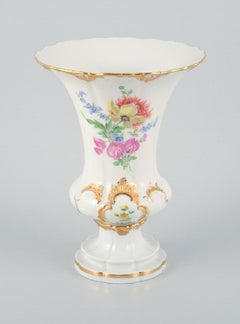 Meissen, Germany, Large Porcelain Vase Hand Painted with Flowers