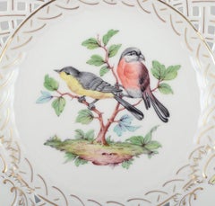 Meissen, Germany. Open lace porcelain plate with bird motif and insects