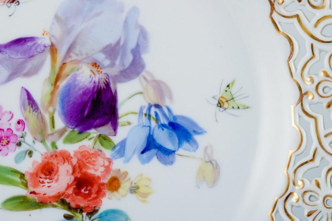 Meissen, Germany, Openwork Porcelain Plate with Flowers and Butterflies In Excellent Condition In Copenhagen, DK