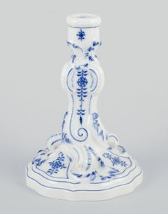 Meissen, Germany.  Pair of Blue Onion patterned candlesticks. 1920s/30s