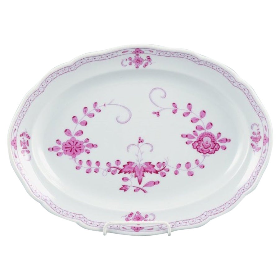Meissen, Allemagne, Indien rose, plat de service ovale. Environ 1900.