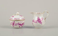 Meissen, Germany. "Pink Indian" porcelain creamer and sugar bowl.