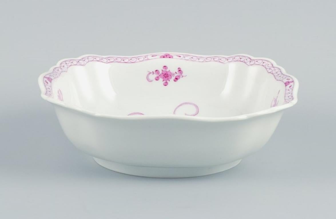 Hand-Painted Meissen, Germany, Pink Indian, Square Bowl, Approx, 1900 For Sale
