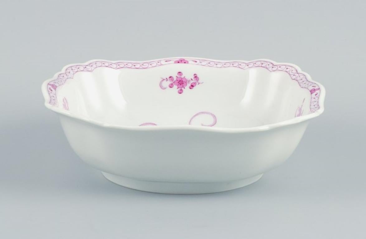 Meissen, Deutschland, Rosa, indisch, quadratische Schale, ca. 1900 (Handbemalt)