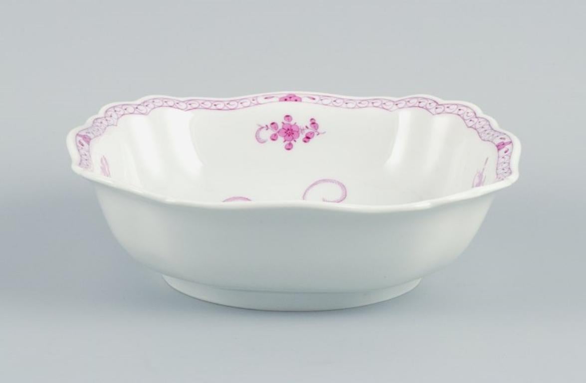 Meissen, Deutschland, Rosa, indisch, quadratische Schale, ca. 1900 (Handbemalt) im Angebot