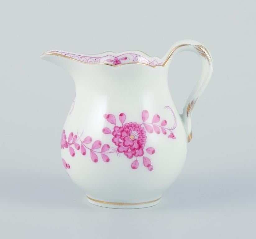 Mid-20th Century Meissen, Germany. Pink Indian sugar bowl and creamer in hand-painted porcelain.  For Sale