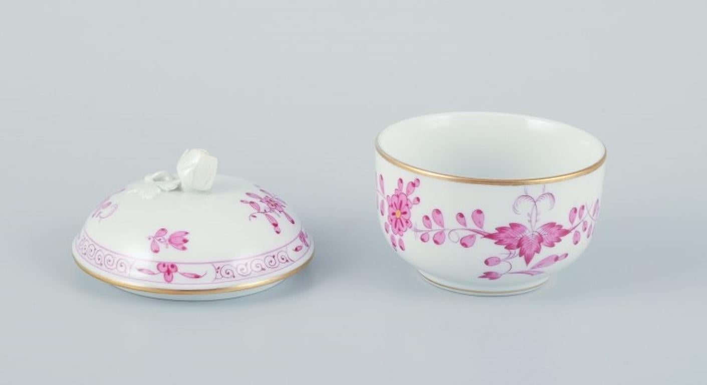 Meissen, Germany. Pink Indian sugar bowl and creamer in hand-painted porcelain.  For Sale 1