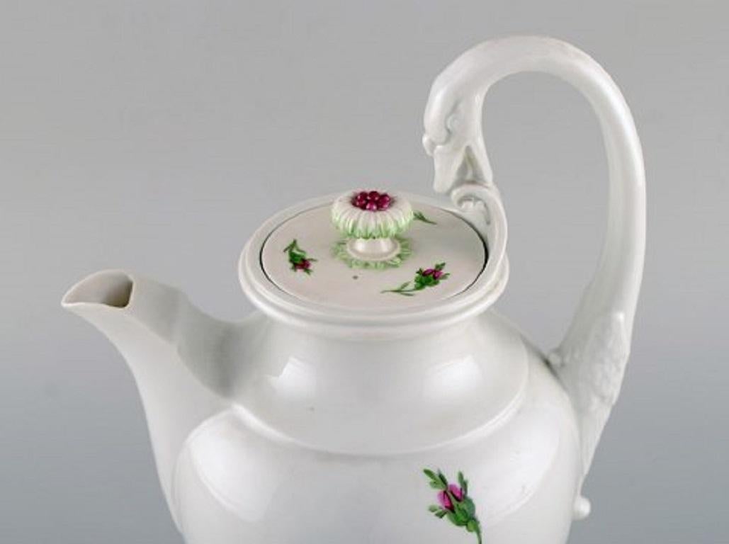 Art Nouveau Meissen, Germany, Pink Rose Coffee Service for Five People in Porcelain