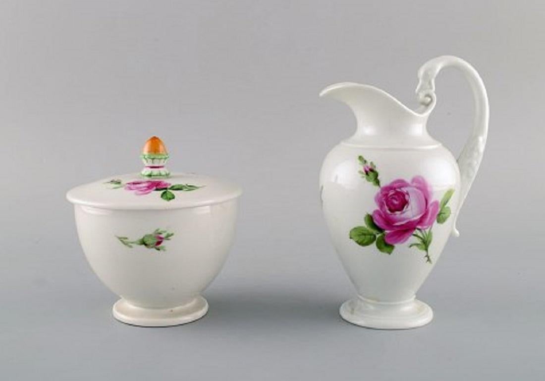 20th Century Meissen, Germany, Pink Rose Coffee Service for Five People in Porcelain