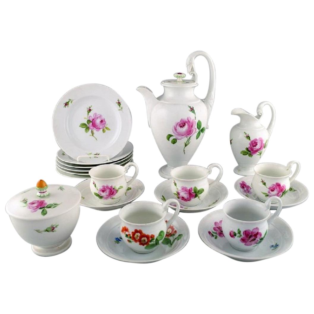 Meissen, Germany, Pink Rose Coffee Service for Five People in Porcelain