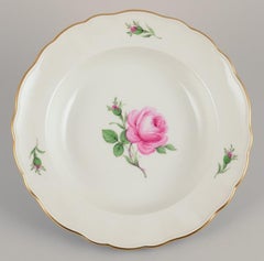Meissen, Germany. "Pink Rose". Six deep plates in porcelain. 1920s/30s