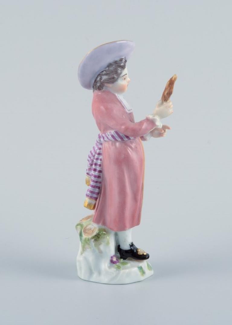 Hand-Painted Meissen, Germany, Porcelain Figure, a Boy in Fine Clothes, Early 20th C For Sale