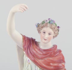 Meissen, Germany. Porcelain figure of Flora with flower wreath in hair.