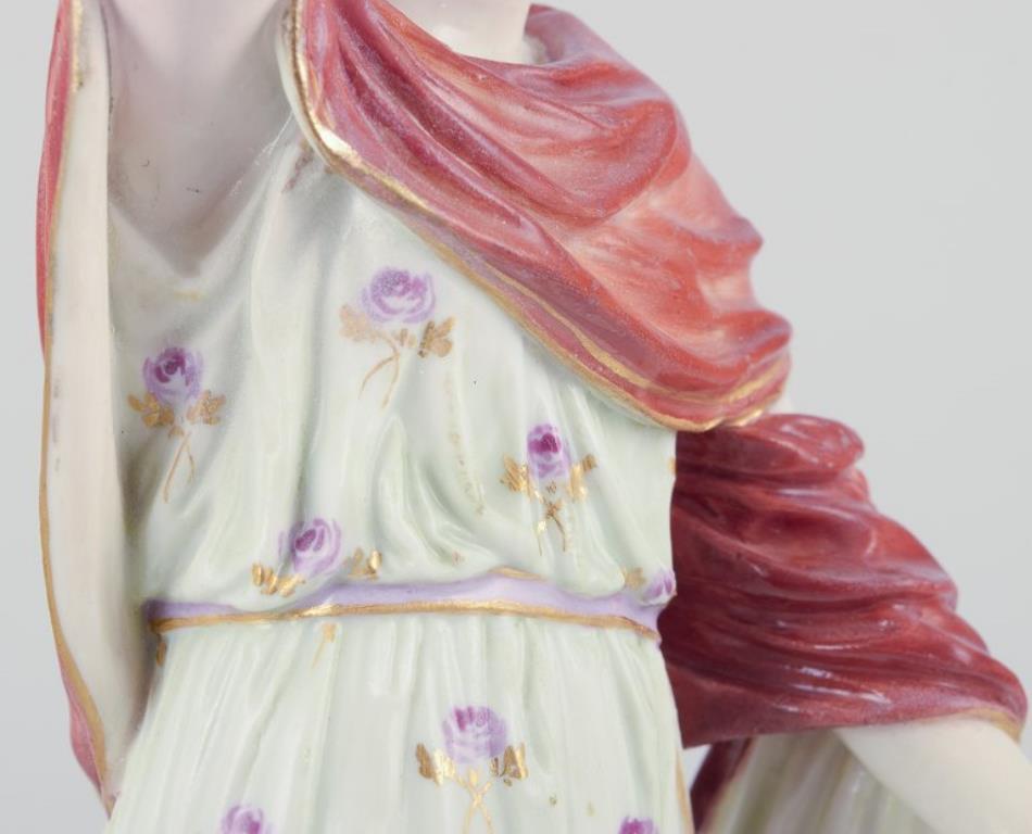 19th Century Meissen, Germany. Porcelain figure of Flora with flower wreath in hair. For Sale